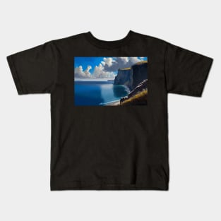 Ocean View Home Decor Greece Cliffs "Aegean Air" Kids T-Shirt